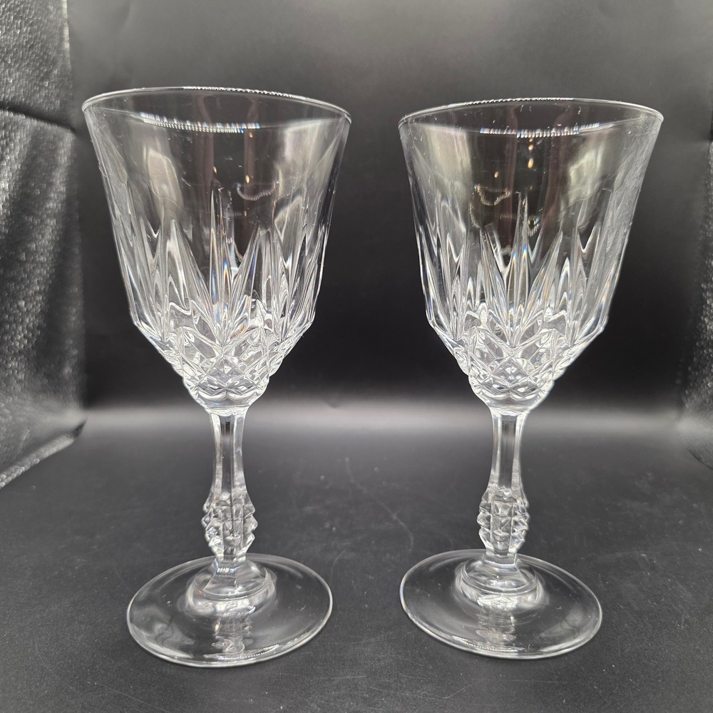 Retired JMP Marketing Capri Crystal Wine/Water Goblets Set of 2 Italy 7.25‎ in